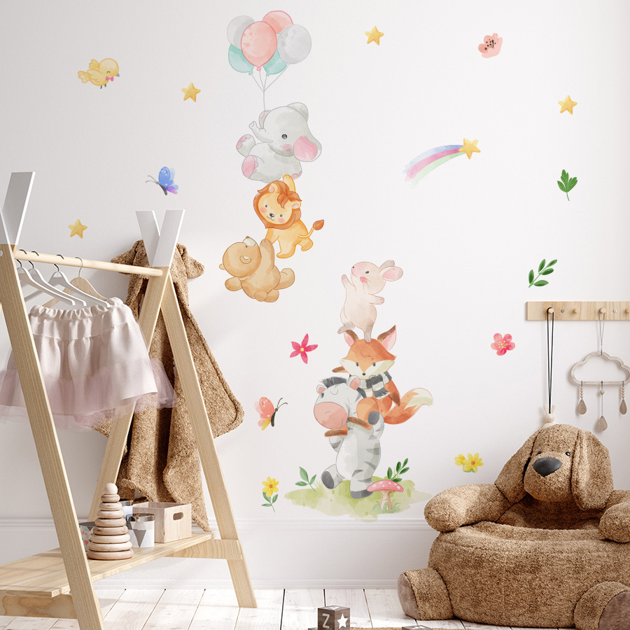 สติ๊กเกอร์ติดผนังลายสัตว์ป่าน่ - Baby Nursery Vinyl Wall Stickers บทวิจารณ์และราคา