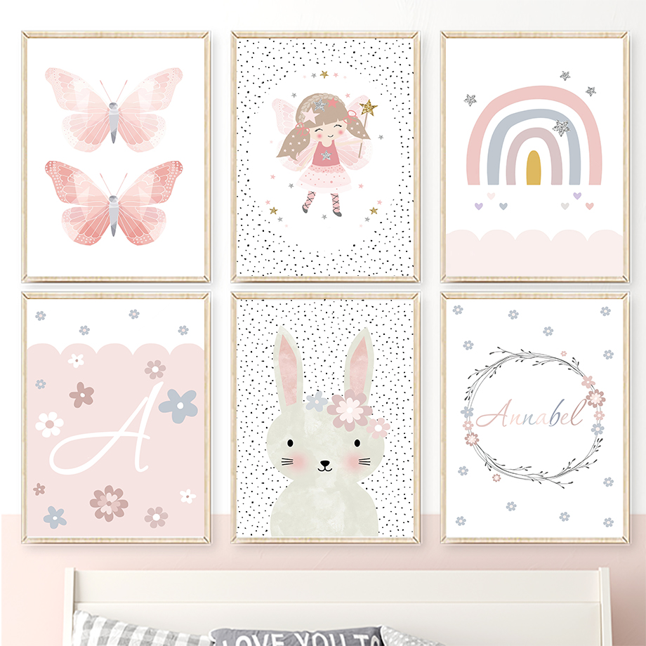 ภาพวาดบนผืนผ้าใบลายกระต่ายสาวน - Baby Nursery Room บทวิจารณ์และราคา