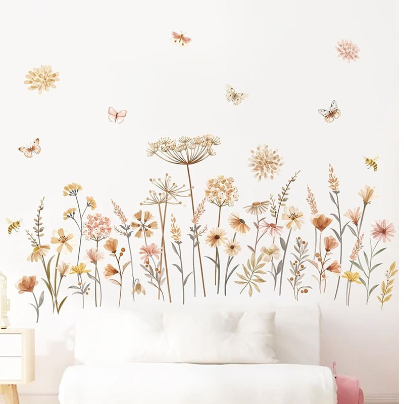 Boho สติกเกอร์กำแพงดอกไม้ดอกแด - Baby Nursery Plants บทวิจารณ์และราคา