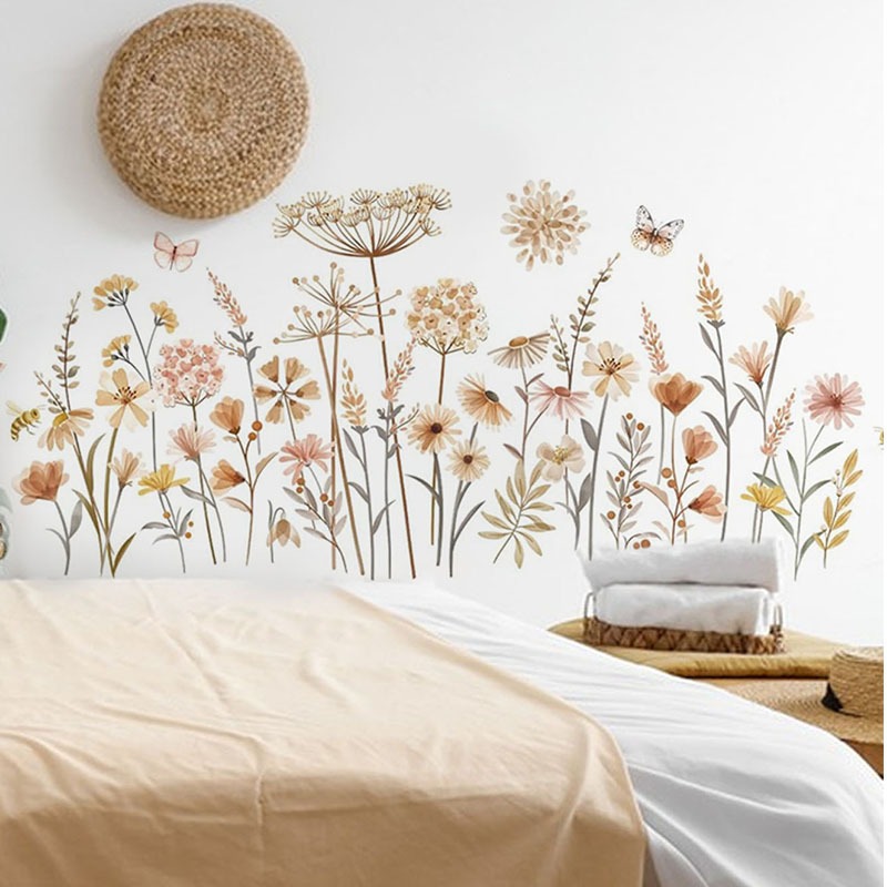 Boho สติกเกอร์กำแพงดอกไม้ดอกแด - Baby Nursery Plants บทวิจารณ์และราคา