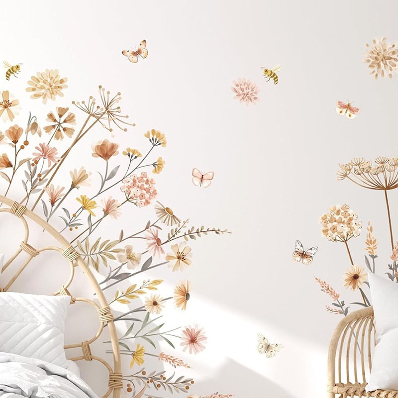 Boho สติกเกอร์กำแพงดอกไม้ดอกแด - Baby Nursery Plants บทวิจารณ์และราคา