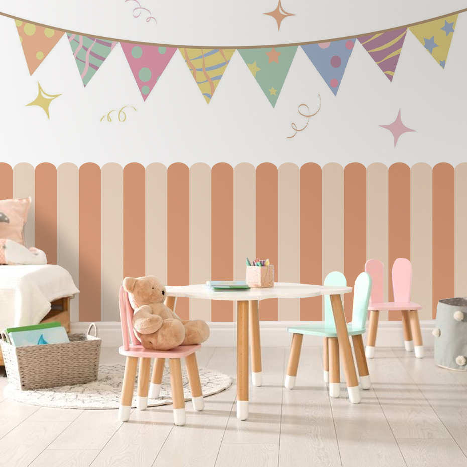 หลากสีแนวตั้งลาย Arc วอลล์เปเป - Baby Nursery Room บทวิจารณ์และราคา