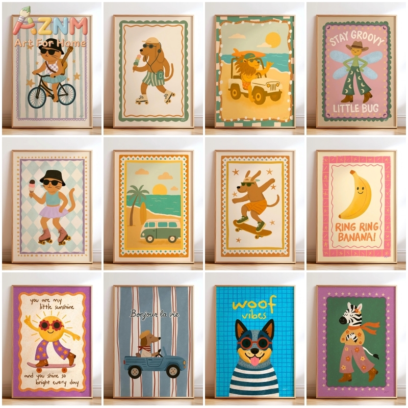 AZNM ภาพพิมพ์บนผ้าใบลายสัตว์น่ - Baby Nursery Room บทวิจารณ์และราคา