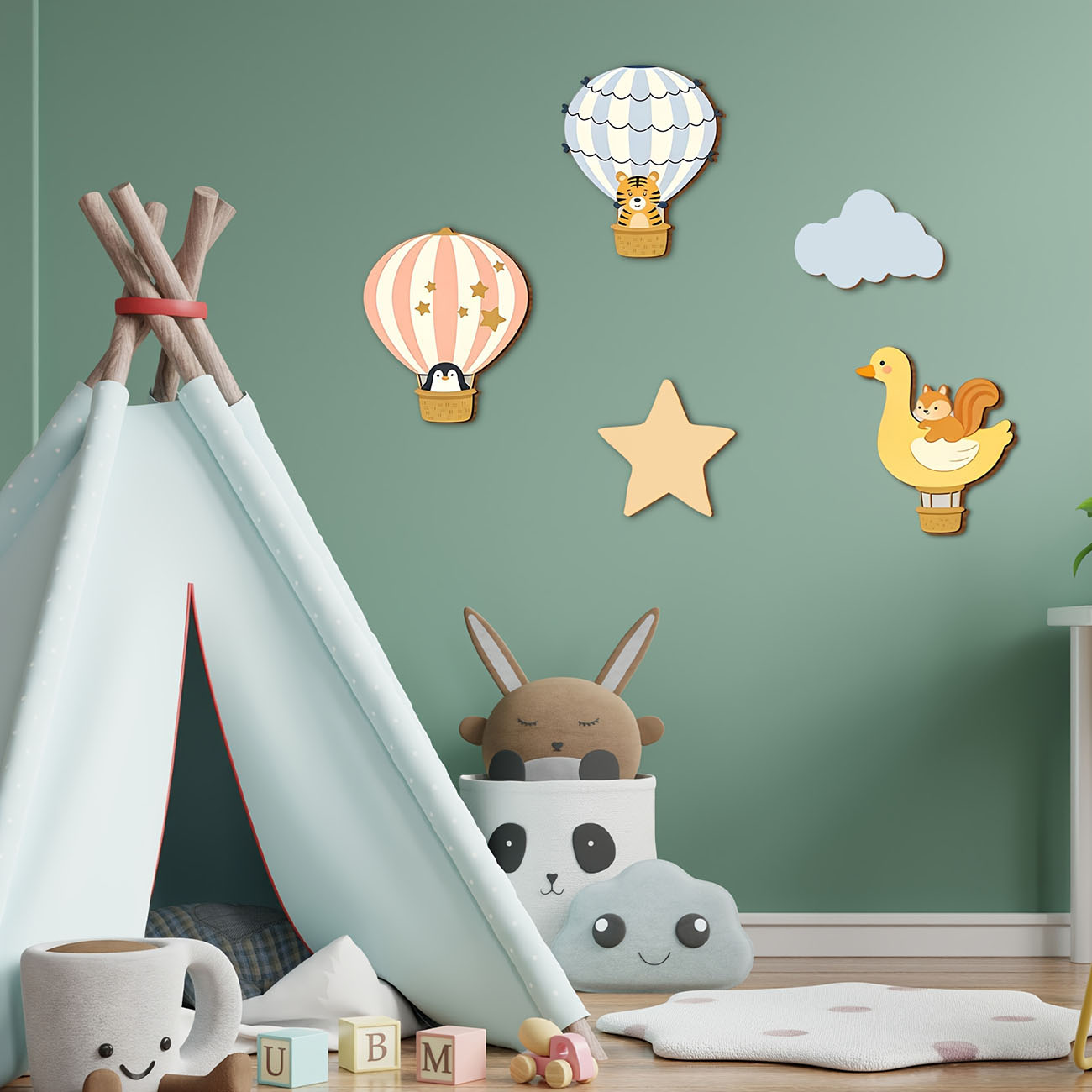 สติ๊กเกอร์ติดผนังไม้รูปบอลลูนล - Baby Nursery Vinyl บทวิจารณ์และราคา