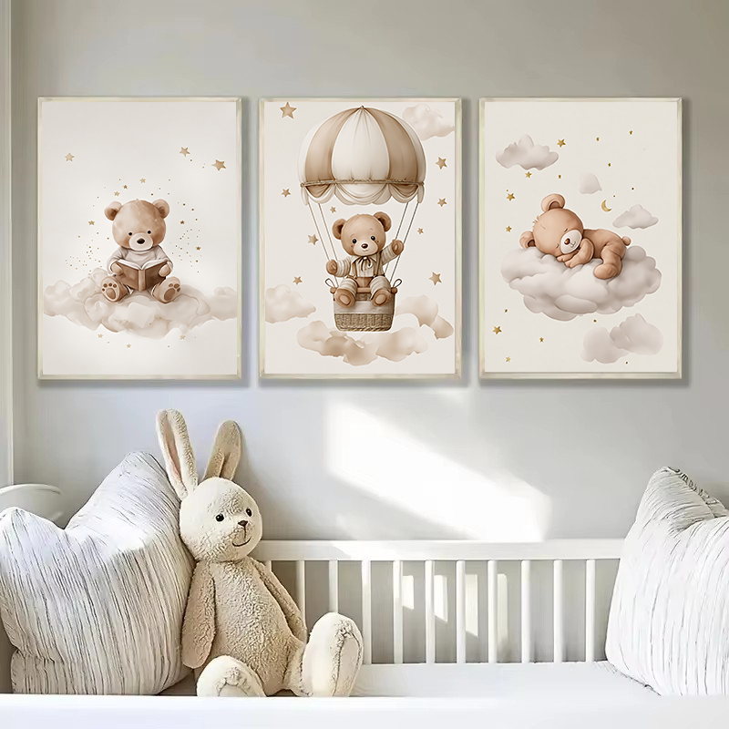 ภาพพิมพ์ผ้าแคนวาสลายหมีเท็ดดี้ - Baby Nursery Room บทวิจารณ์และราคา
